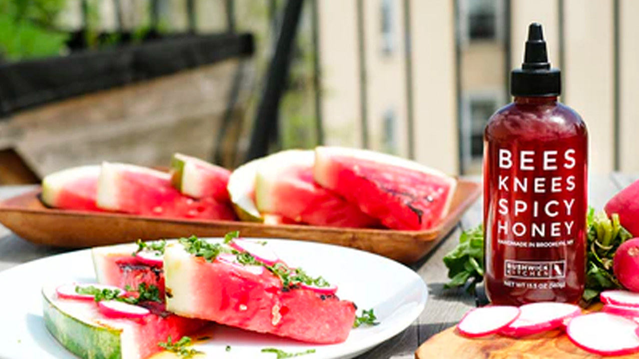 GRILLED WATERMELON SALAD WITH SPICY HONEY