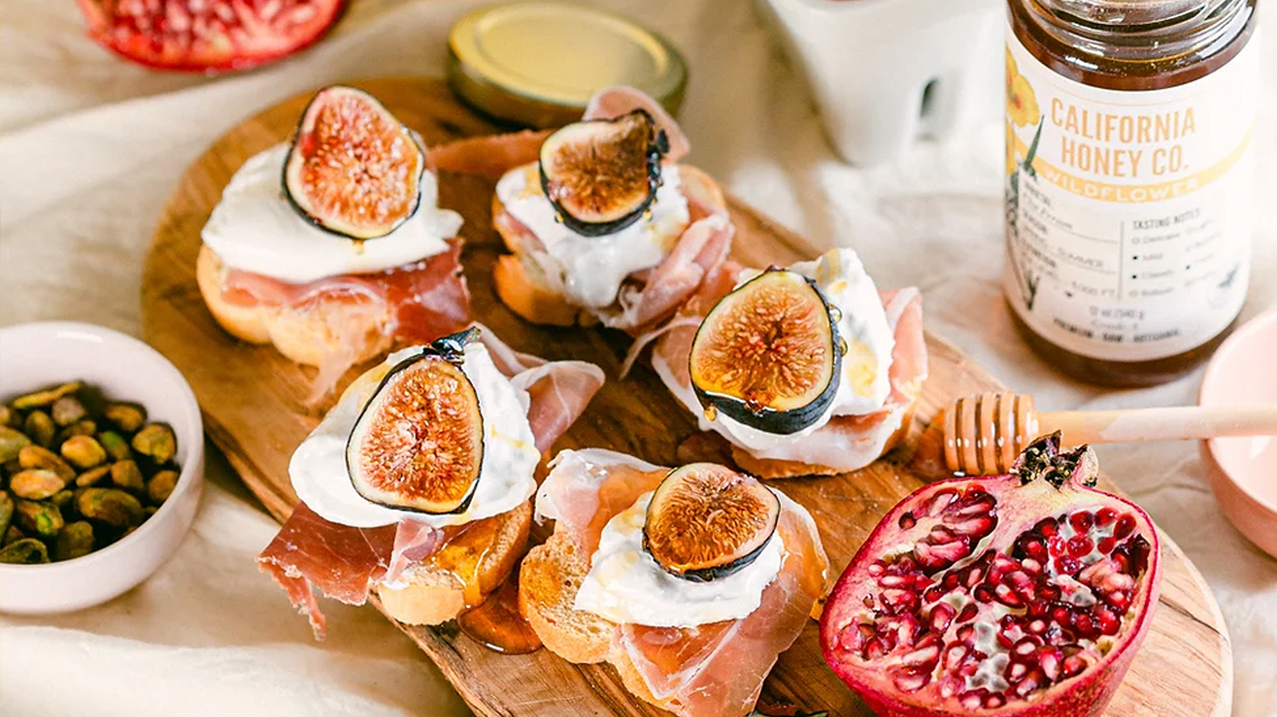 Fig + Burrata + Prosciutto Crostini