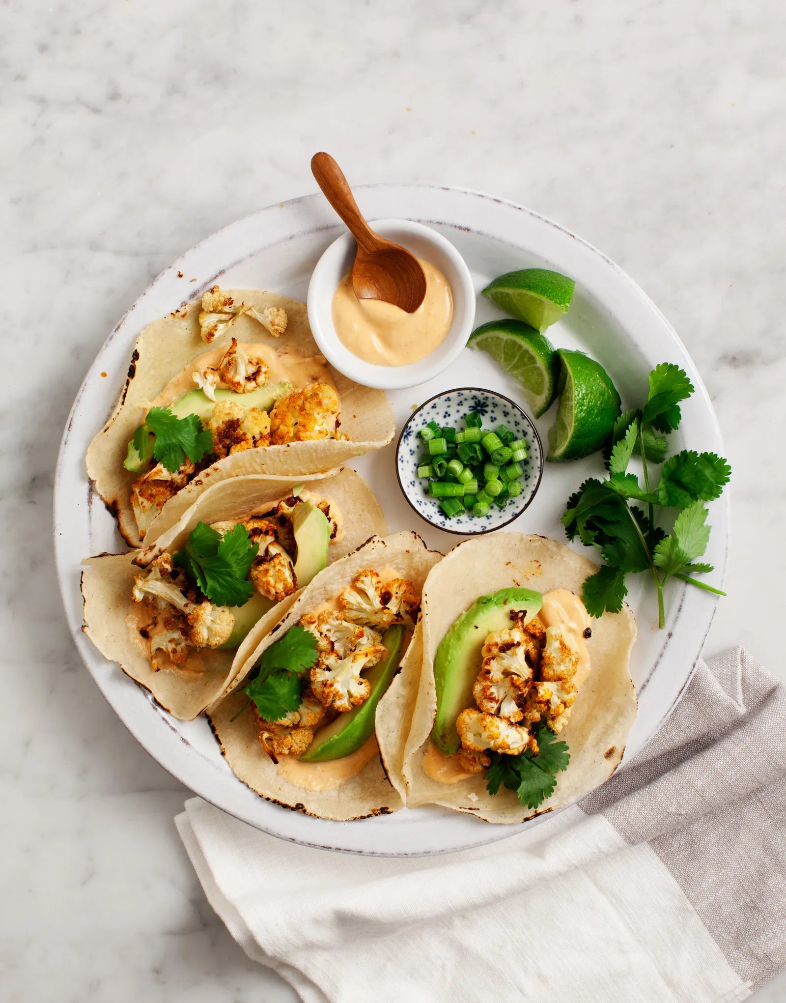 Cauliflower Tacos with Chipotle Cream